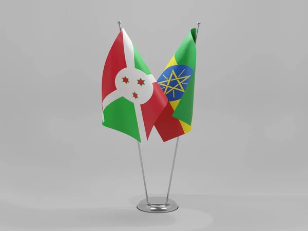 Etiópia Bandeiras Cooperação Burundi Fundo Branco Render — Fotografia de Stock