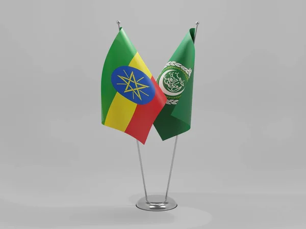 Arab League Ethiopian Cooperation Flags White Background Render — 스톡 사진