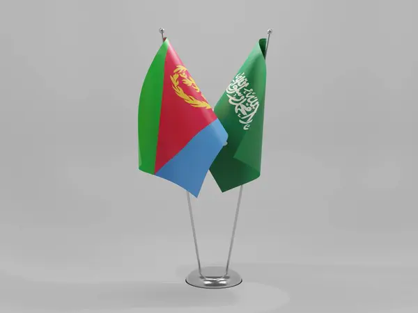 Arabia Saudita Banderas Cooperación Eritrea Fondo Blanco Render —  Fotos de Stock