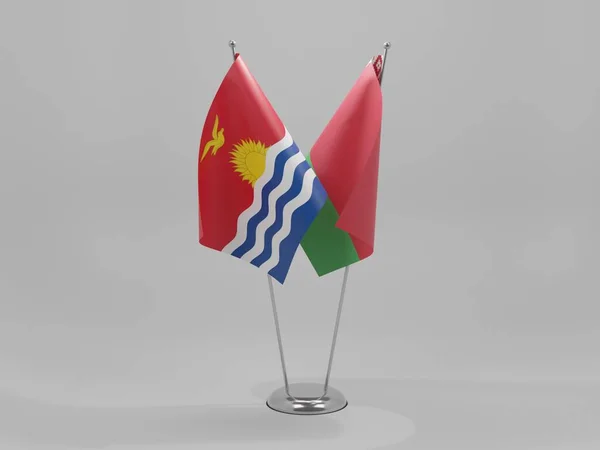 Bielorrusia Banderas Cooperación Kiribati Fondo Blanco Render — Foto de Stock