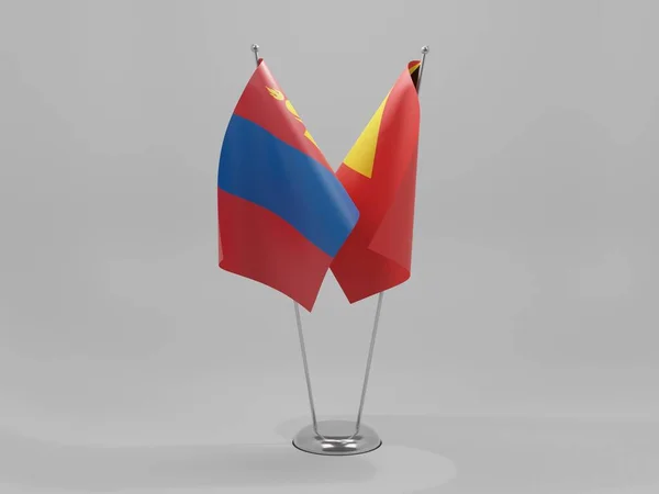 Osttimor Mongolei Flaggen Weißer Hintergrund Render — Stockfoto