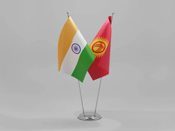 Κιργιζία Ινδία Σημαίες Συνεργασίας Λευκό Φόντο Render — Φωτογραφία Αρχείου