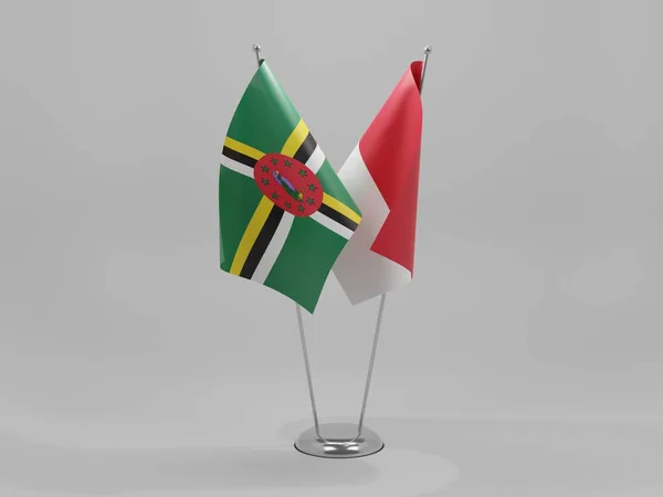 Μονακό Σημαίες Συνεργασίας Ντομίνικα Λευκό Φόντο Render — Φωτογραφία Αρχείου