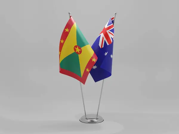 Australia Banderas Cooperación Granada Fondo Blanco Render —  Fotos de Stock