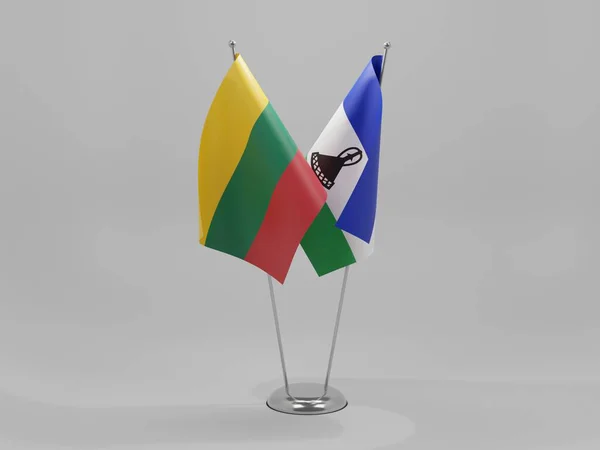 Lesotho Litauen Kooperationsfahnen Weißer Hintergrund Render — Stockfoto