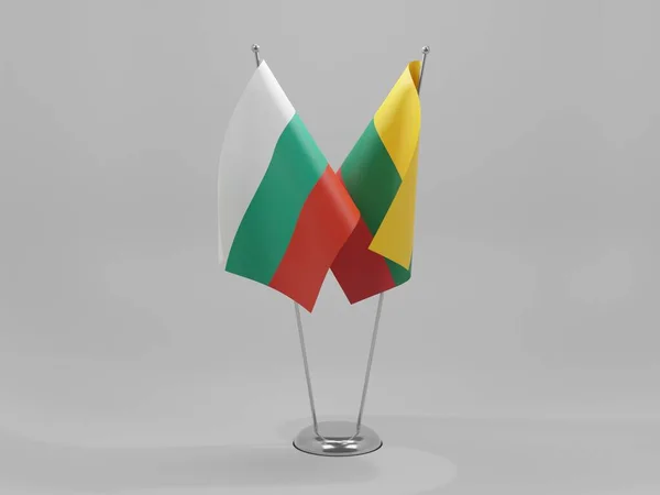 Lituania Bulgaria Banderas Cooperación Fondo Blanco Render —  Fotos de Stock