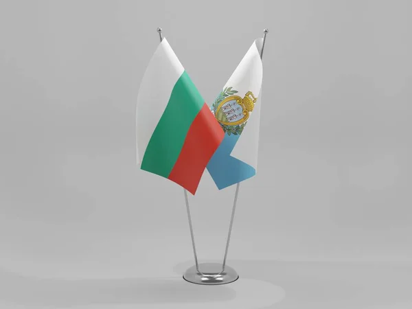 San Marino Bulgarien Kooperationsfahnen Weißer Hintergrund Render — Stockfoto