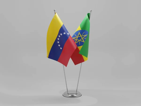 Ethiopie Drapeaux Coopération Venezuela Fond Blanc Render — Photo