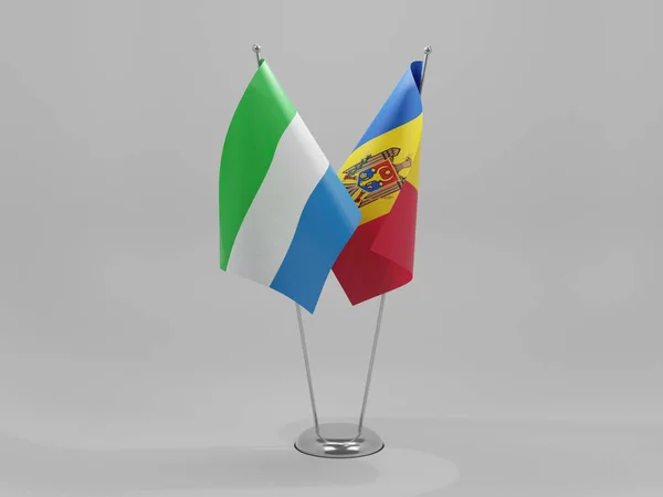 Moldavie Sierra Leone Drapeaux Coopération Fond Blanc Render — Photo