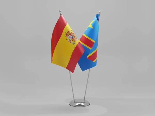 Kongo Demokratische Republik Spanien Kooperationsfahnen Weißer Hintergrund Render — Stockfoto