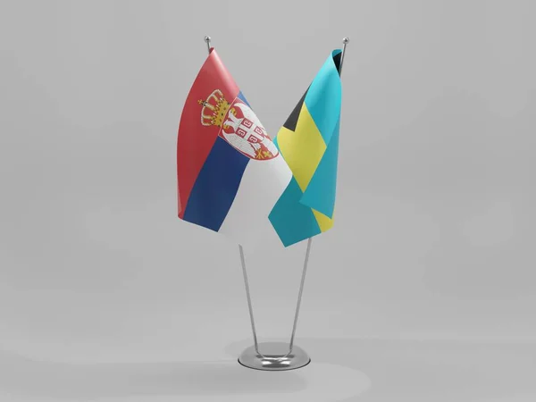 Μπαχάμες Σημαίες Συνεργασίας Σερβίας Λευκό Φόντο Render — Φωτογραφία Αρχείου