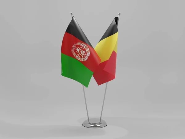 Βέλγιο Αφγανιστάν Συνεργασία Σημαίες Λευκό Φόντο Render — Φωτογραφία Αρχείου