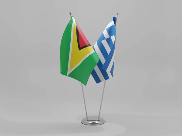 Греция Гайана Флаги Сотрудничества Белый Фон Рендер — стоковое фото