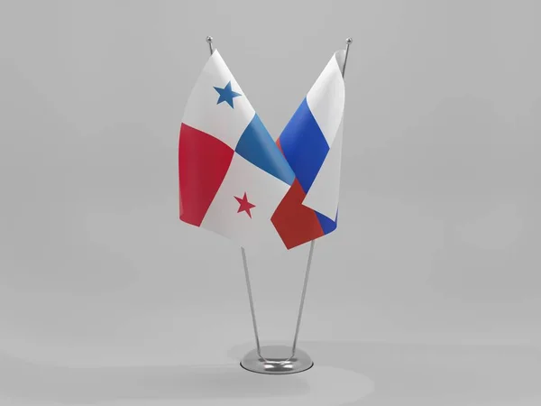 Russland Panama Kooperationsflaggen Weißer Hintergrund Render — Stockfoto