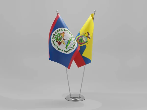 Ecuador Belize Flaggor För Samarbete Vit Bakgrund Render — Stockfoto
