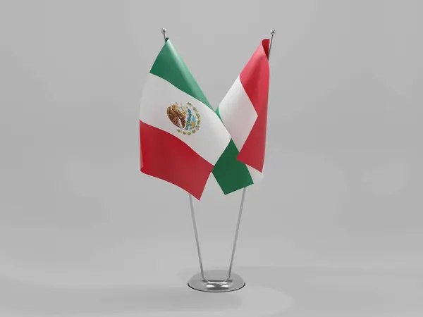 Hungría Banderas Cooperación México Fondo Blanco Render — Foto de Stock