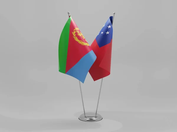 Samoa Banderas Cooperación Eritrea Fondo Blanco Render —  Fotos de Stock