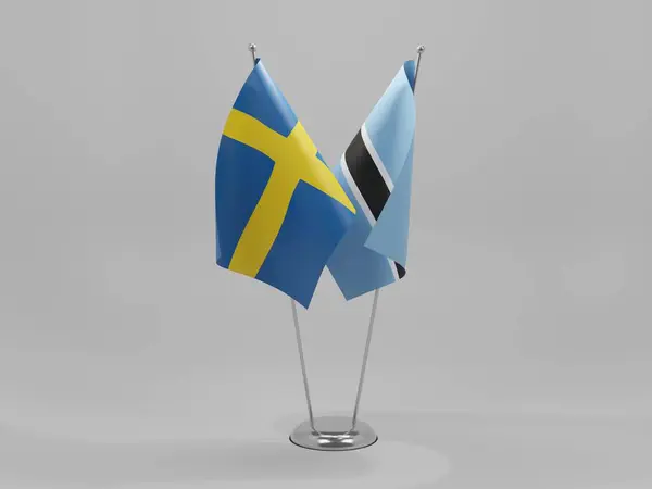 Ботсвана Швеция Флаги Сотрудничества Белый Фон Рендер — стоковое фото