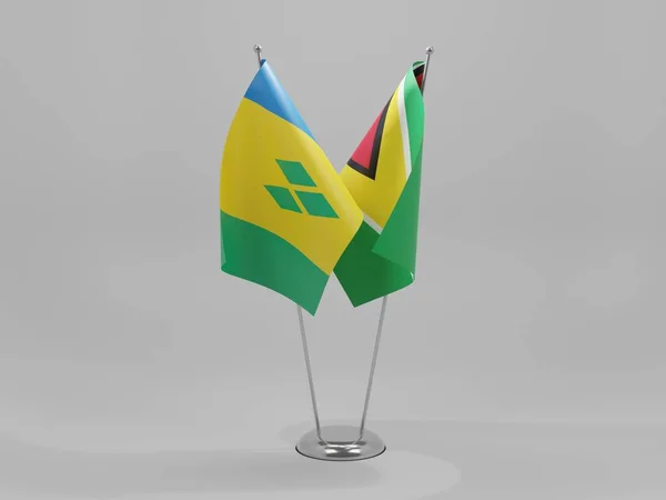 Guyana Svatý Vincenc Grenadiny Spolupráce Vlajky Bílé Pozadí Vykreslování — Stock fotografie