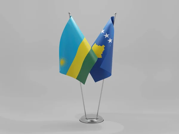 Косово Руанда Співпраця Прапори Білий Фон Рендер — стокове фото