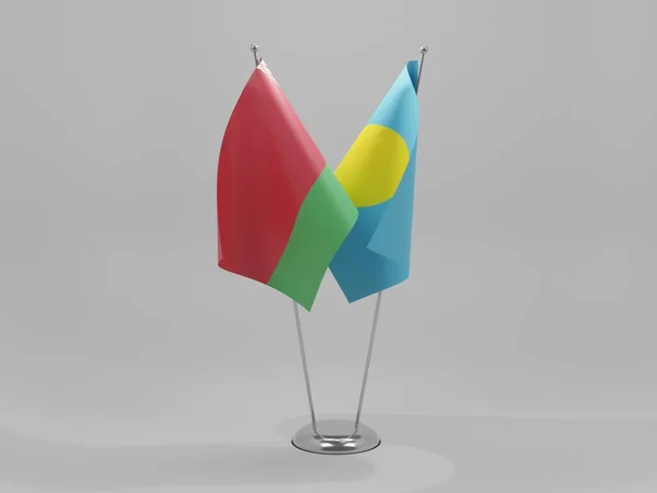 Palau Belarus Cooperation Flags White Background Render — Stock Photo, Image