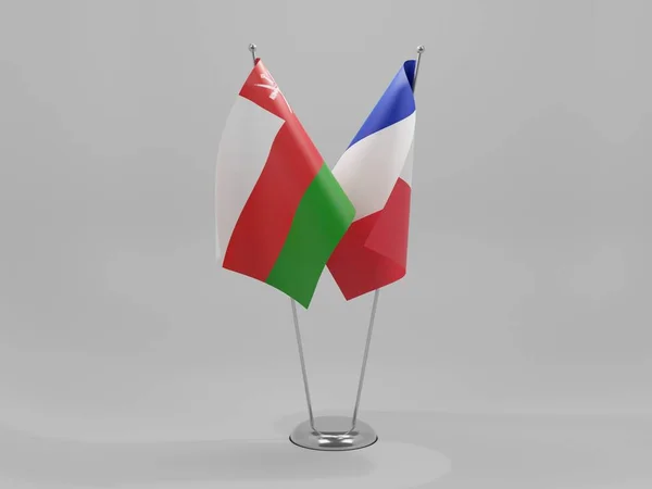 France Oman Drapeaux Coopération Fond Blanc Render — Photo