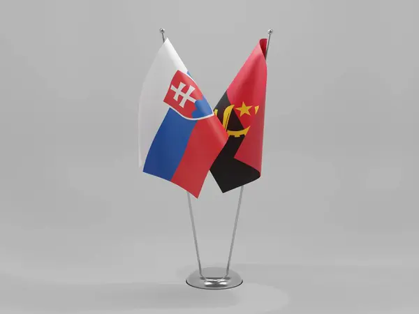 Angola Eslovaquia Banderas Cooperación Fondo Blanco Render —  Fotos de Stock