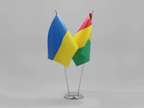 ギニア ウクライナ協力旗 白背景 3Dレンダリング — ストック写真