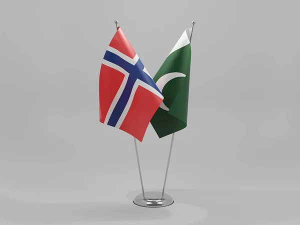 Σημαίες Συνεργασίας Πακιστάν Νορβηγίας Λευκό Φόντο Render — Φωτογραφία Αρχείου