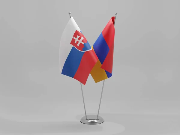 Armenia Słowacja Flagi Współpracy Białe Tło Render — Zdjęcie stockowe
