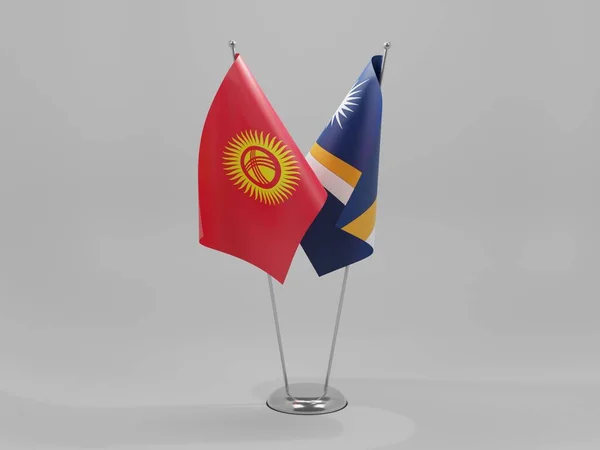 Isole Marshall Bandiere Cooperazione Del Kirghizistan Sfondo Bianco Render — Foto Stock