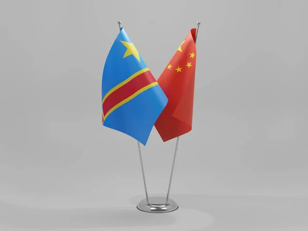Çin Kongo Demokratik Cumhuriyeti Şbirliği Bayrakları Beyaz Arkaplan Render — Stok fotoğraf
