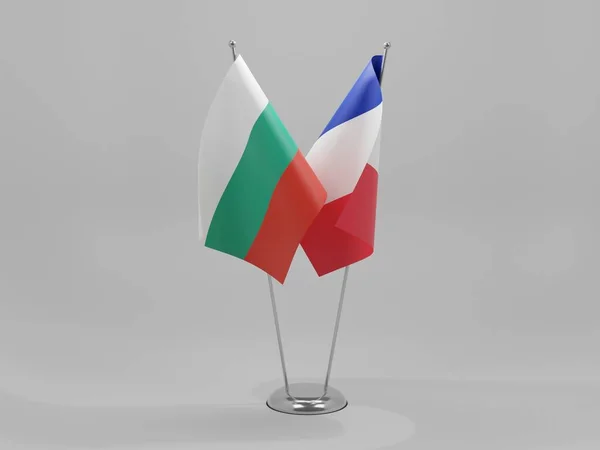 Frankreich Bulgarien Kooperationsfahnen Weißer Hintergrund Render — Stockfoto