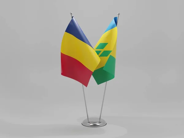 Άγιος Βικέντιος Και Γρεναδίνες Τσαντ Σημαίες Συνεργασίας Λευκό Φόντο Render — Φωτογραφία Αρχείου
