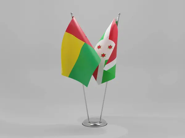 Σημαίες Συνεργασίας Μπουρούντι Γουινέα Μπισσάου Λευκό Φόντο Render — Φωτογραφία Αρχείου