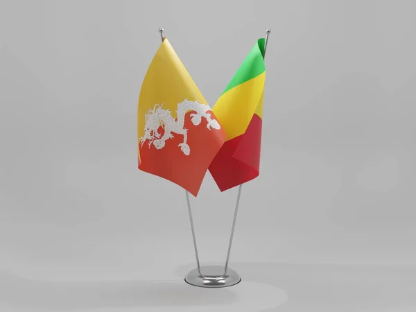 Mali Bandiere Cooperazione Del Bhutan Sfondo Bianco Render — Foto Stock