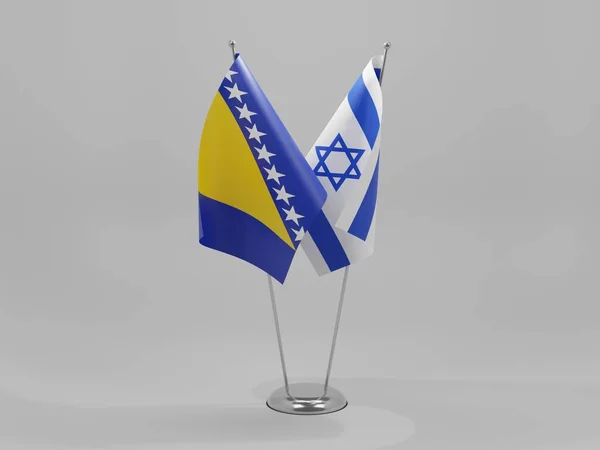 Israël Bosnie Herzégovine Drapeaux Coopération Fond Blanc Render — Photo