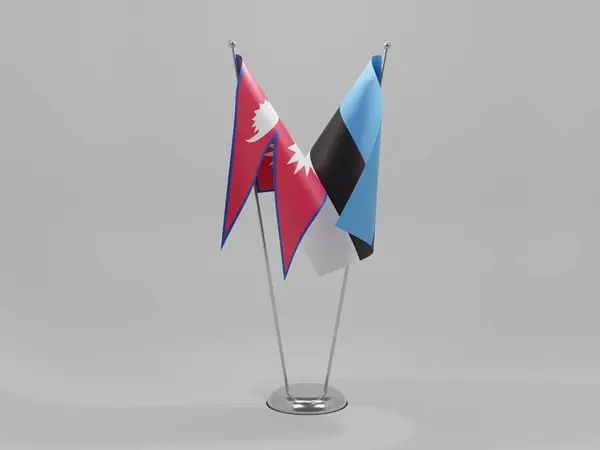 Estland Nepal Samenwerkingsvlaggen Witte Achtergrond Render — Stockfoto