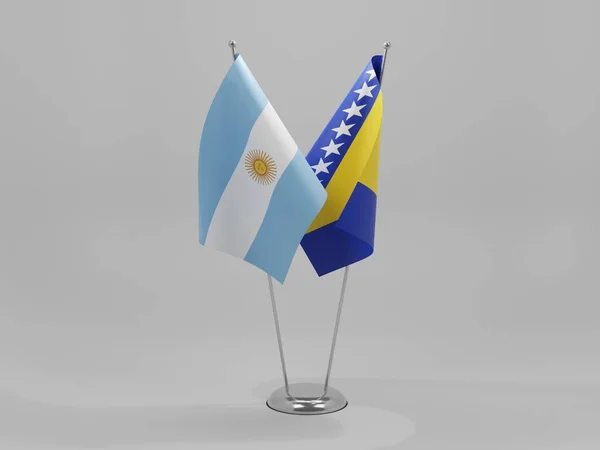 Bósnia Herzegovina Bandeiras Cooperação Argentina Fundo Branco Render — Fotografia de Stock