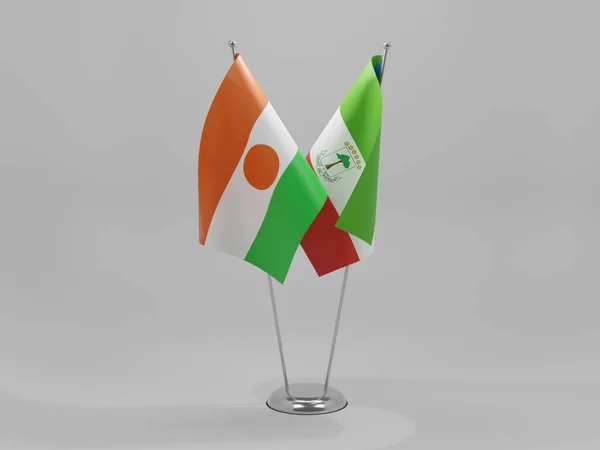 Ισημερινή Γουινέα Σημαίες Συνεργασίας Του Νίγηρα Λευκό Φόντο Render — Φωτογραφία Αρχείου