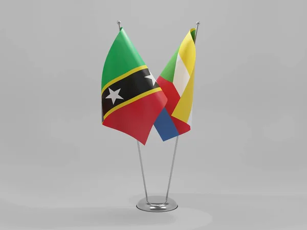 Comoros Saint Kitts Nevis Cooperation Flags White Background Render — Stock Photo, Image