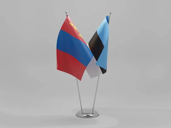 Estland Mongolei Kooperationsfahnen Weißer Hintergrund Render — Stockfoto