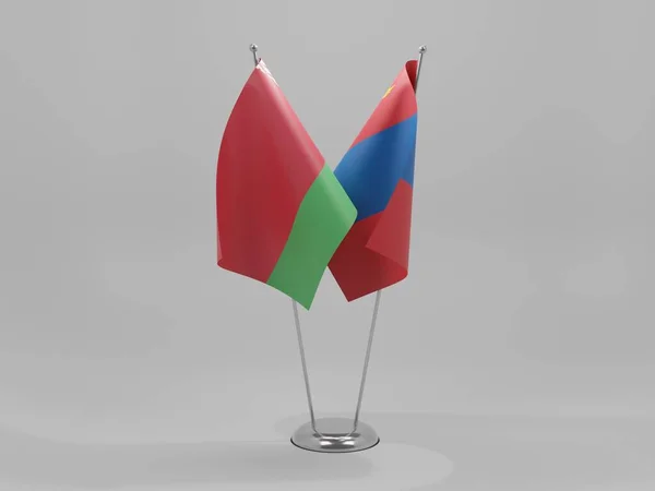 Монголия Беларусь Флаги Сотрудничества Белый Фон Рендер — стоковое фото