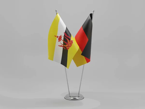 Germany Brunei Cooperation Flags White Background Render — стокове фото