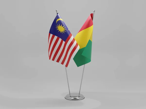 Guinea Malajzia Együttműködési Zászlók Fehér Háttér Render — Stock Fotó