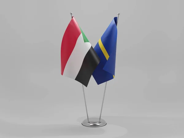 Drapeaux Coopération Nauru Soudan Fond Blanc Render — Photo