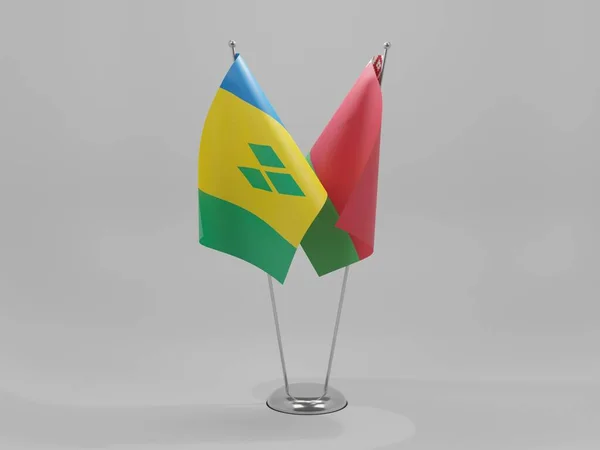 Fehéroroszország Saint Vincent Grenadine Szigetek Együttműködési Zászlók Fehér Háttér Render — Stock Fotó