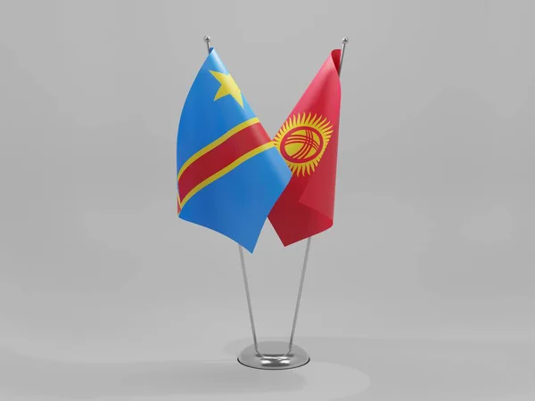 Kirgizistan Demokratiska Republiken Kongo Flaggor För Samarbete Vit Bakgrund Render — Stockfoto