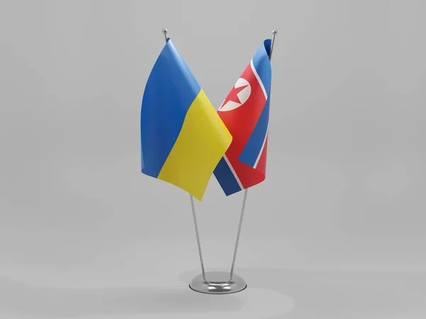Nordkorea Ukraine Kooperationsflaggen Weißer Hintergrund Render — Stockfoto