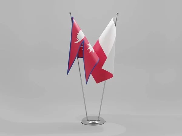 Poland Nepal Cooperation Flags White Background Render — стокове фото